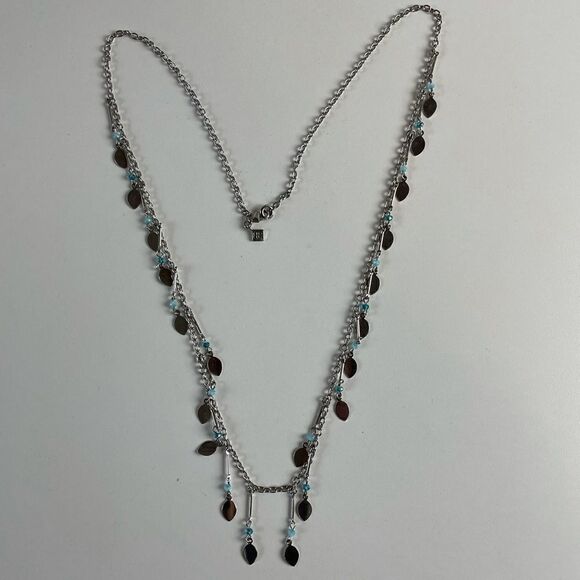 Silver Tone chain and Beaded Necklace EUC - Picture 1 of 3